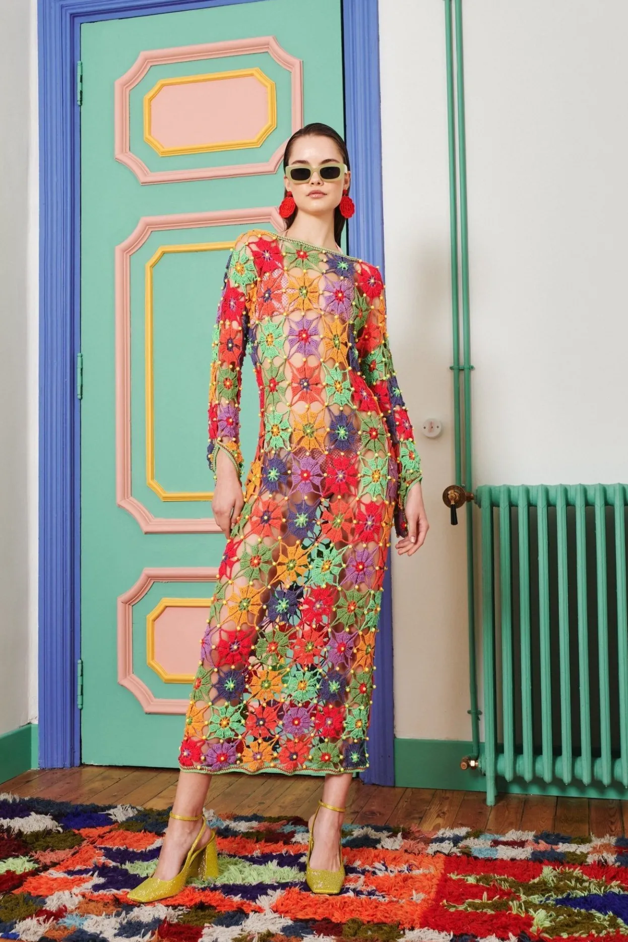 Celia B Crochet>Faraura Dress-Multi