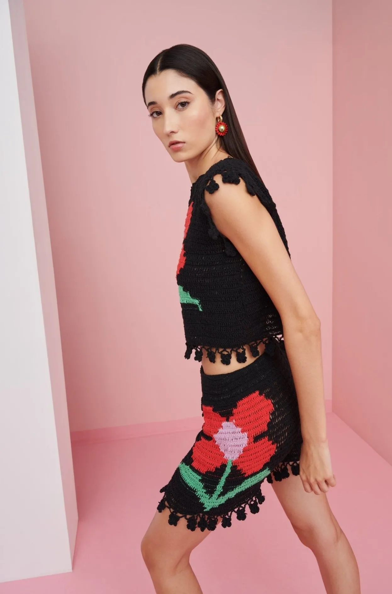 Celia B Crochet>Gypsy Top Black